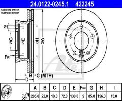 Ate 24.0122-0245 tarcza hamulcowa mercedes sprinter 95-06