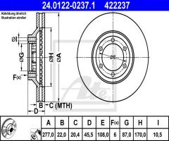 Ate 24.0122-0237 tarcza hamulcowa hyundai galloper 98-03 (+abs), hyundai galloper ii (jk-01)