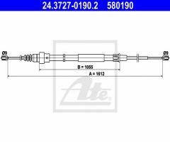 Ate 24.3727-0190 linka hamulca ręcznego audi tt 98-, audi tt (8n3)