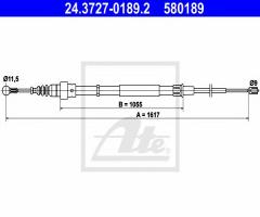 Ate 24.3727-0189 linka hamulca ręcznego audi tt -06, audi tt (8n3)