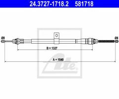 Ate 24.3727-1718 linka hamulca ręcznego nissan micra 03- lewy tył, nissan micra iii (k12)