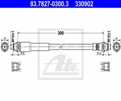 Ate 83.7827-0300 przewód hamulcowy giętki ford fiesta 01-08 tył, ford fiesta v (jh_, jd_)