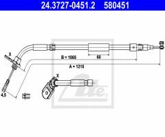 Ate 24.3727-0451 linka hamulca ręcznego mercedes a-klasa w169, mercedes-benz klasa a (w169)