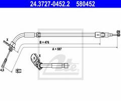 Ate 24.3727-0452 linka hamulca ręcznego mercedes a-klasa w169, mercedes-benz klasa a (w169)