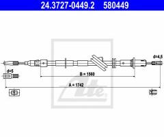 Ate 24.3727-0449 linka hamulca ręcznego mercedes e-klasa w211, mercedes-benz klasa e t-model (s211)