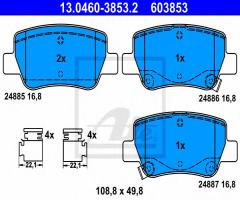 Ate 13.0460-3853 klocki hamulcowe toyota avensis 09- tył z akustycznym czujnikiem zużycia