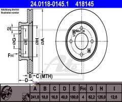 Ate 24.0118-0145 tarcza hamulcowa kia picanto 04-, hyundai i10 (pa), kia picanto (ta)