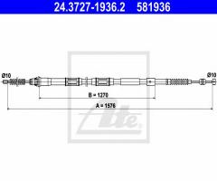 Ate 24.3727-1936 linka hamulca ręcznego toyota auris 07- lewy tył