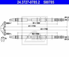 Ate 24.3727-0785 linka hamulca ręcznego opel astra h 04- kombi, opel astra h kombi (l35)