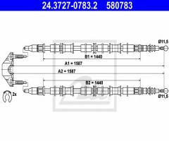 Ate 24.3727-0783 linka hamulca ręcznego opel astra g 03-04 tył, opel astra g hatchback (f48_, f08_)