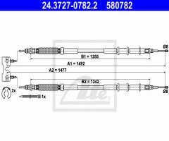 Ate 24.3727-0782 linka hamulca ręcznego opel corsa d 06- tył, opel corsa d