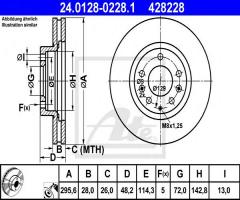 Ate 24.0128-0228 tarcza hamulcowa mazda cx-7 07- przód, mazda cx-7 (er)