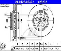 Ate 24.0128-0232 tarcza hamulcowa toyota previa 05- przód