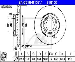 Ate 24.0318-0137 tarcza hamulcowa skoda fabia 99-, skoda fabia, vw polo (9n_)