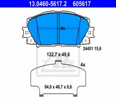 Ate 13.0460-5617 klocki hamulcowe toyota prius 09-, lexus ct (zwa1_), toyota prius (zvw3_)