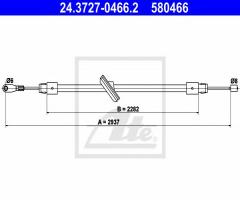 Ate 24.3727-0466 linka hamulca ręcznego mercedes w220 98-05 przód, mercedes-benz klasa s (w220)