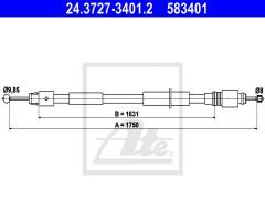 Ate 24.3727-3401 linka hamulca ręcznego vw touareg 02-10 tył, vw touareg (7la, 7l6, 7l7)