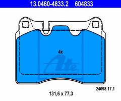 Ate 13.0460-4833 klocki hamulcowe vw touareg 05- przód, audi tt (8j3), seat leon (5f1)