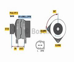 Bosch 0986080600 alternator 12v, audi a1 (8x1, 8xf), seat altea (5p1), skoda superb (3t4)