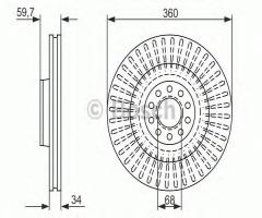 Bosch 0986479b97 tarcza hamulc. audi a8  03- wen., audi a8 (4d2, 4d8), vw phaeton (3d_)