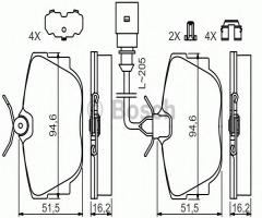 Bosch 0986494619 klocki hamulc. vw t4 99- tył z czuj.