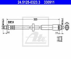 Ate 24.5125-0323 przewód hamulcowy giętki audi a6 05-11 tył, audi a6 (4f2, c6)