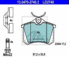 Ate 13.0470-2740 klocki hamulcowe peugeot 308 07- tył, citroËn ds3, peugeot 308 (4a_, 4c_)