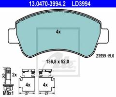 Ate 13.0470-3994 klocki hamulcowe citroen xsara 00-, citroËn berlingo nadwozie pełne (m_)