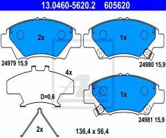 Ate 13.0460-5620 klocki hamulcowe honda jazz 09-, honda jazz iii (ge)