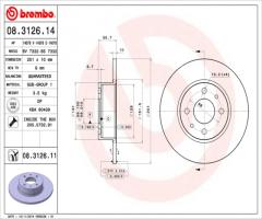 Brembo 08.3126.11 tarcza hamulc. fiat bravo  07- tył, alfa romeo 164 (164), fiat bravo ii (198)