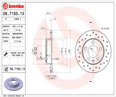 Brembo 08.7165.1x tarcza hamulc. skoda octavia  96- tył, audi a1 (8x1, 8xf), seat cordoba (6l2)