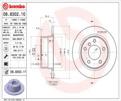 Brembo 08.8302.11 tarcza hamulc. bmw 3 e36 compact  94-00 tył, bmw 3 (e36) compact 