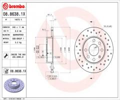 Brembo 08.8638.1x tarcza hamulc. opel corsa c  00-06, opel corsa c (f08, f68)
