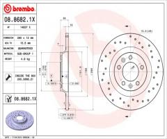 Brembo 08.8682.1x tarcza hamulc. peugeot 407  04- tył, citroËn c5 iii (rd_), peugeot 407 (6d_)