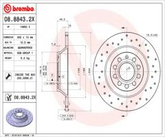 Brembo 08.8843.2x tarcza hamulc. audi a6  04- tył, audi a6 (4f2, c6)