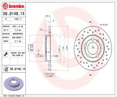 Brembo 08.9148.1x tarcza hamulc. vw golf iv  98-03 tył 4motion, audi a3 (8l1), skoda octavia (1u2)