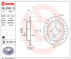 Brembo 08.9163.1x tarcza hamulc. mini cooper,one  01-06 tył, mini mini (r50, r53)