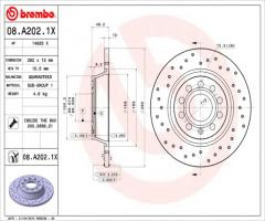 Brembo 08.a202.1x tarcza hamulc. vw passat  05- tył, audi a3 (8p1), seat alhambra (710)