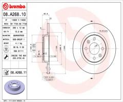 Brembo 08.a268.11 tarcza hamulc. dacia logan  04- (+abs), dacia logan (ls_), renault twingo i (c06_)