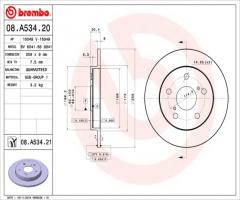 Brembo 08.a534.21 tarcza hamulc. toyota auris  07- tył