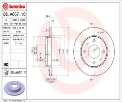 Brembo 08.a607.11 tarcza hamulc. mitsubishi colt  03- tył, mitsubishi colt czc kabriolet (rg)