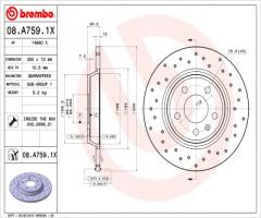 Brembo 08.a759.1x tarcza hamulc. audi a4  07- tył, audi a4 (8k2, b8)