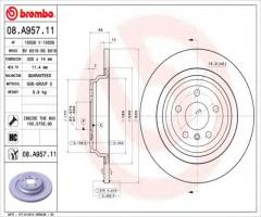 Brembo 08.a957.11 tarcza hamulc. mercedes w166 m-klasa  11- tył, mercedes-benz klasa m (w166)
