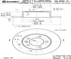 Brembo 08.b829.10 tarcza hamulc. renault master iii  10- tył, nissan nv400 autobus