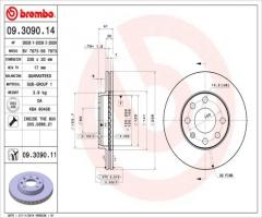 Brembo 09.3090.11 tarcze hamulcowe daewoo lanos nexia chevrolet kalos, chevrolet kalos