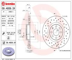Brembo 09.4939.3x tarcza hamulc. fiat grande punto  05-, fiat grande punto (199), opel adam