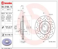 Brembo 09.5166.1x tarcza hamulc. vw golf  88-97, vw caddy ii nadwozie pełne (9k9a)