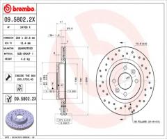 Brembo 09.5802.2x tarcza hamulc. renault megane  96-02, dacia logan (ls_), nissan kubistar (x76)