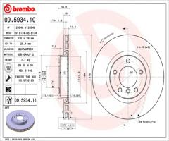 Brembo 09.5934.11 tarcza hamulc. bmw 3 e36 m3  92-95 lewy przód, bmw 3 (e36)