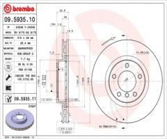 Brembo 09.5935.11 tarcza hamulc. bmw 3 e36 m3  92-95 prawy przód, bmw 3 (e36)